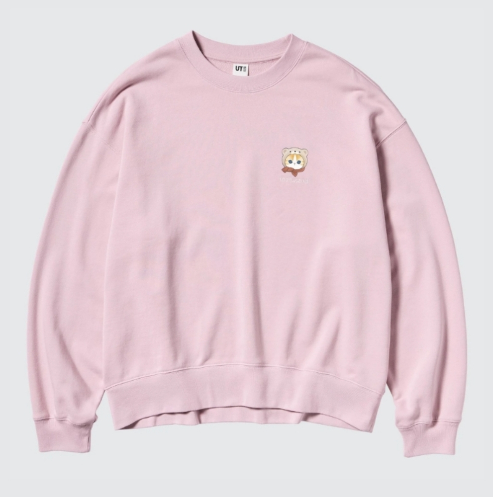 NWT Mofusand Teddy Meow Pink Graphic Print Sweatshirt Women's Size XL Uniqlo